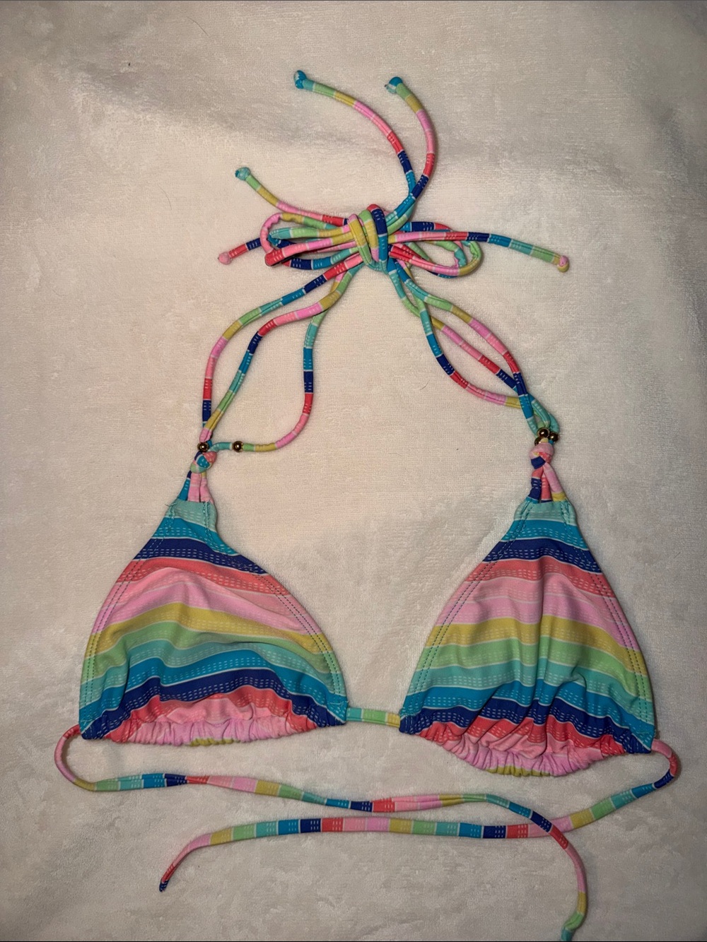 🌈Hobie Multicolor Rainbow Stripe Triangle Bikini Top🌈